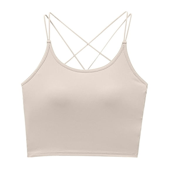 Amvlyk Sports Bra for Women Wireless Cami Push Up Bra Seamless Soft Padded High Impact Crisscross Back Workout Yoga Bra Full Coverage Sport Everyday Bra Tank Top for Sleeping Yoga Lounging