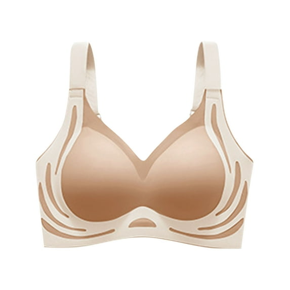 Amvlyk Sports Bras for Women Wireless Push Up Backless Bra with Adjustable Straps Soft Breathable Seamless Comfortable Everyday Bra for Workout Walking Activewear Sleep