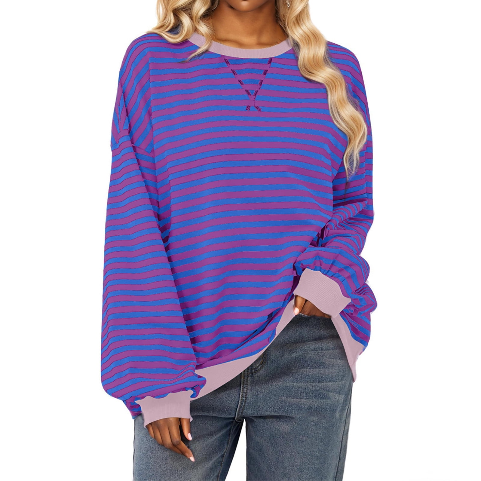Womens Casual Striped Loose Shirt