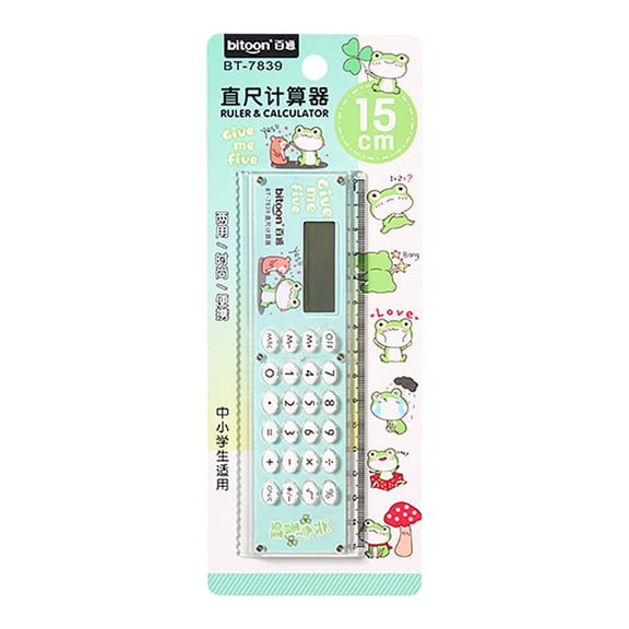 Amvlyk Summer Savings Gifts!Straight Ruler Calculator Combo - Mini Electronic Stationery Gift with Clear Display,Green