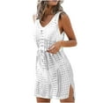 thumbnail image 1 of Amvlyk Swimsuits Coverup for Women Hollow Out Slit Bikini Cover Up Loose Sleeveless Tank Dresses Crochet Shirt Bathing Suit Knit Beach Swimdress for Swimwear Beach Outfits, 1 of 6