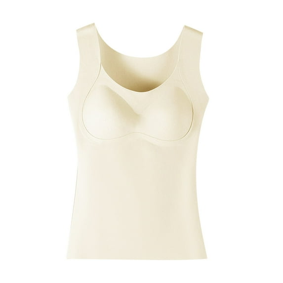 Xugsiok Thermal Tank Tops for Women Warm Fleece Lined Underwear Vest Solid Lightly Seamless Underwear Tank Tops Soft Comfortable Base Tank Tops for Cold Weather