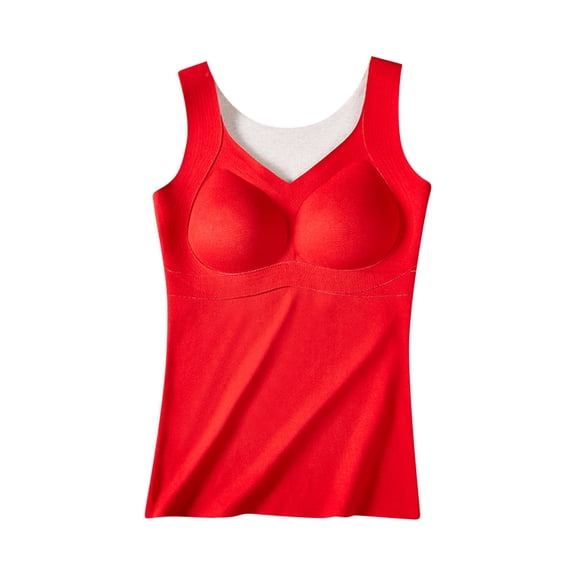 Amvlyk Underwear Vest for Women Seamless Base V Neck Fleece Underwear Tops Lightweight Sleeveless Lace Thermal Tank Top Warm Vest Bottoming for Cold Weather