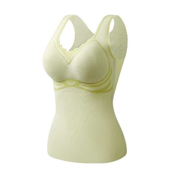 Amvlyk Underwear Vest for Women Sleeveless Self-heating Thermal Tank Top Warm Base V Neck Lace Chest Pads Fleece Underwear Tops Vest Bottoming for Cold Weather