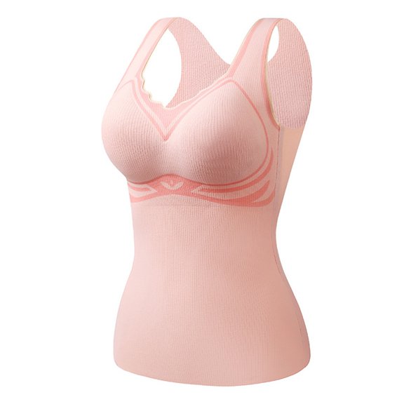 Amvlyk Underwear Vest for Women Sleeveless Self-heating Thermal Tank Top Warm Base V Neck Lace Chest Pads Fleece Underwear Tops Vest Bottoming for Cold Weather