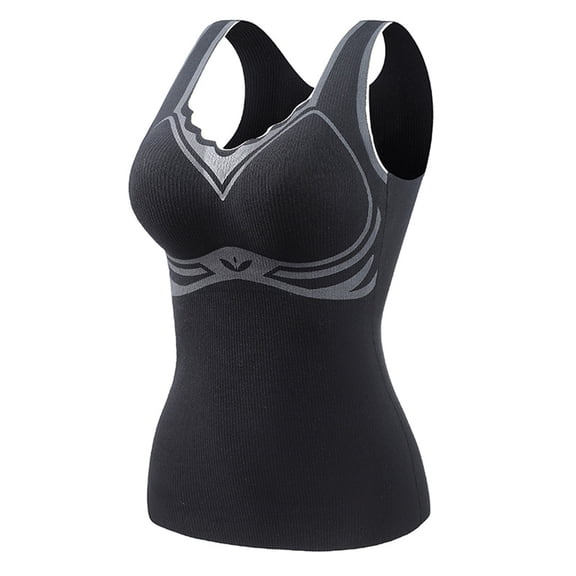 Amvlyk Underwear Vest for Women Sleeveless Self-heating Thermal Tank Top Warm Base V Neck Lace Chest Pads Fleece Underwear Tops Vest Bottoming for Cold Weather