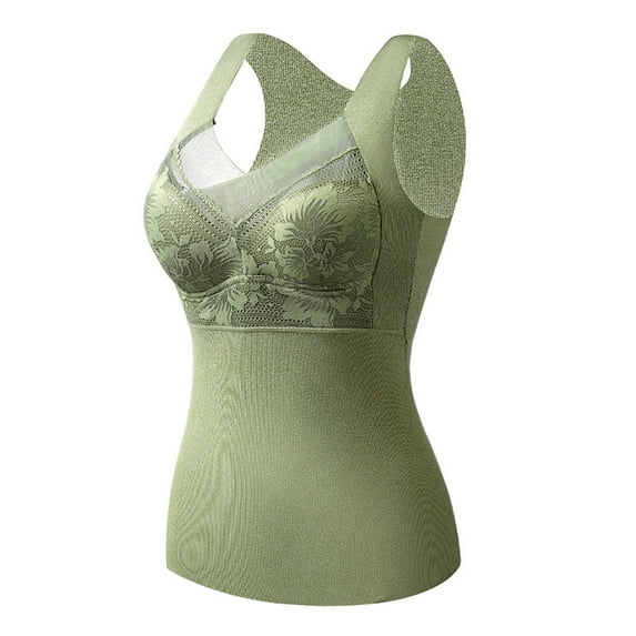 Xugsiok Underwear Vest for Women Soft Sleeveless Lace Thermal Tank Top Warm Comfortable Base V Neck Fleece Underwear Tops Bottoming for Cold Weather Outdoor