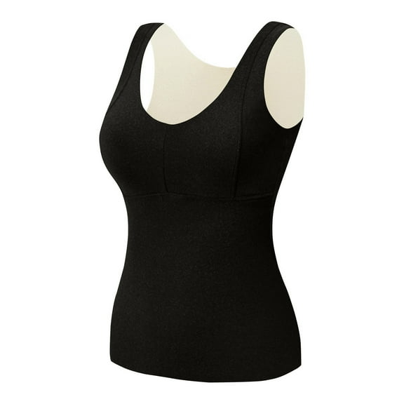 Amvlyk Underwear Vest for Women Soft Warm Seamless Thermal Tank Top with Chest Pads Base Self-Heating Sleeveless V Neck Fleece Underwear Tops Bottoming Vest Cold Proof Weather