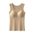 thumbnail image 1 of Xugsiok Underwear Vest for Women Solid Color Sleeveless Lace Thermal Tank Top with Chest Pads Warm Base Round Neck Fleece Underwear Tops Vest Bottoming for Cold Weather, 1 of 4