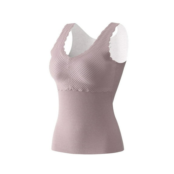 Amvlyk Underwear Vest for Women Warm Base V Neck Fleece Underwear Tops Soft Sleeveless Lace Comfortable Thermal Tank Top Lightly Bottoming Vest Cold Outdoor