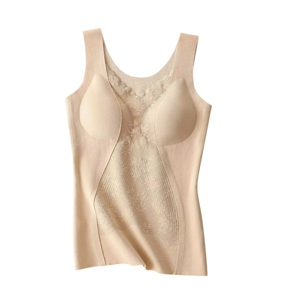 Amvlyk Underwear Vest for Women Warm Base V Neck Soft Fleece Underwear Tops Sleeveless Lace Thermal Tank Top Comfortable Lightly Bottoming Vest for Cold Weather