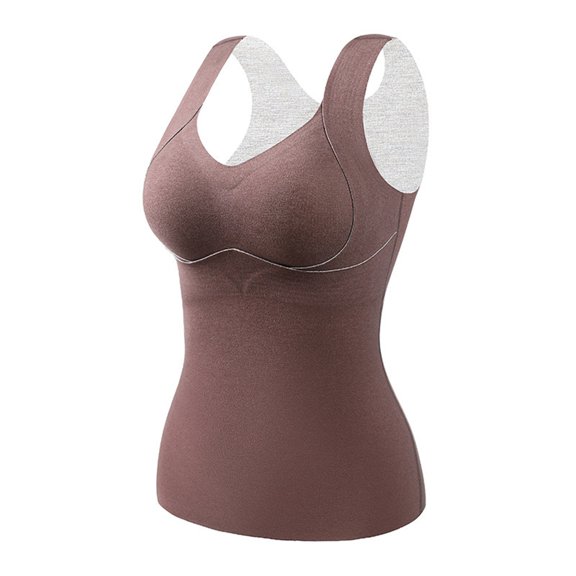 Amvlyk Underwear Vest for Women Seamless Lace Thermal Tank Top Warm Base Sleeveless V Neck Fleece Underwear Tops Vest Bottoming for Cold Weather