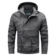 thumbnail image 1 of Amvlyk Waterproof Rain Jacket for Men Casual Solid Color Fashion Full Zip Loose Trench Coats Lightly Fall Hooded Windbreaker Raincoat Travel Camp Bike Jacket for Outdoor Sports Coats, 1 of 8