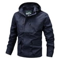 thumbnail image 1 of Amvlyk Waterproof Rain Jacket for Men Casual Solid Color Fashion Full Zip Loose Trench Coats Lightly Fall Hooded Windbreaker Raincoat Travel Camp Bike Jacket for Outdoor Sports Coats, 1 of 8