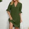 thumbnail image 1 of Admvng Women's Casual Dresses Casual Sexy Fashion Summer V Neck Short Sleeve Loose Solid Dress S-2XL, 1 of 6