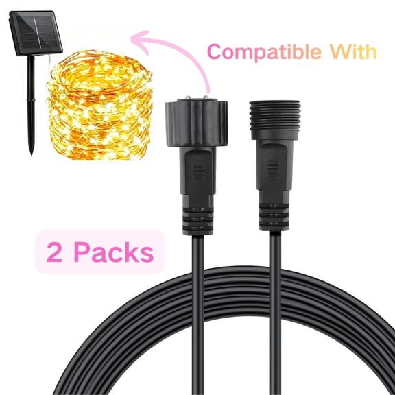 Amxwccy 2Pack Waterproof 6 Ft Extension Cable Aka Wire Compatible With Solar Outdoor String Lights