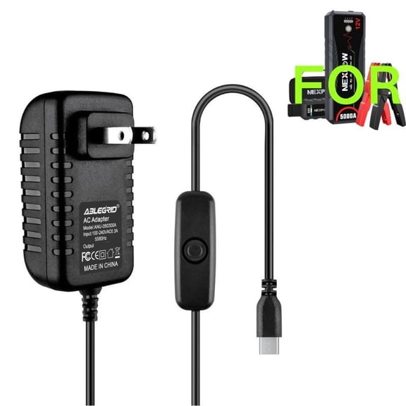 Amxwccy 5V Type-C Charger Compatible With NexPow, Nusican Car Jump Starter 1500A 2000A 2600A