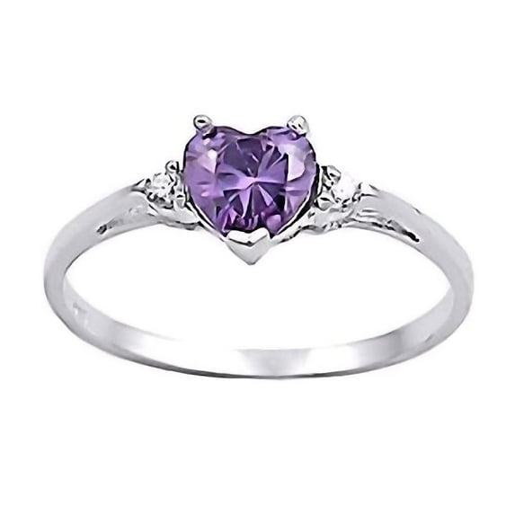 Amy: 0.81ct Heart Cut Amethyst Ice CZ Promise Friendship Ring sz 5.5