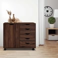 thumbnail image 1 of Naomi Home Amy 5 Drawer Wood Storage Chest with Wheels for Bedroom or Office, Brown Oak, 1 Unit, 1 of 9