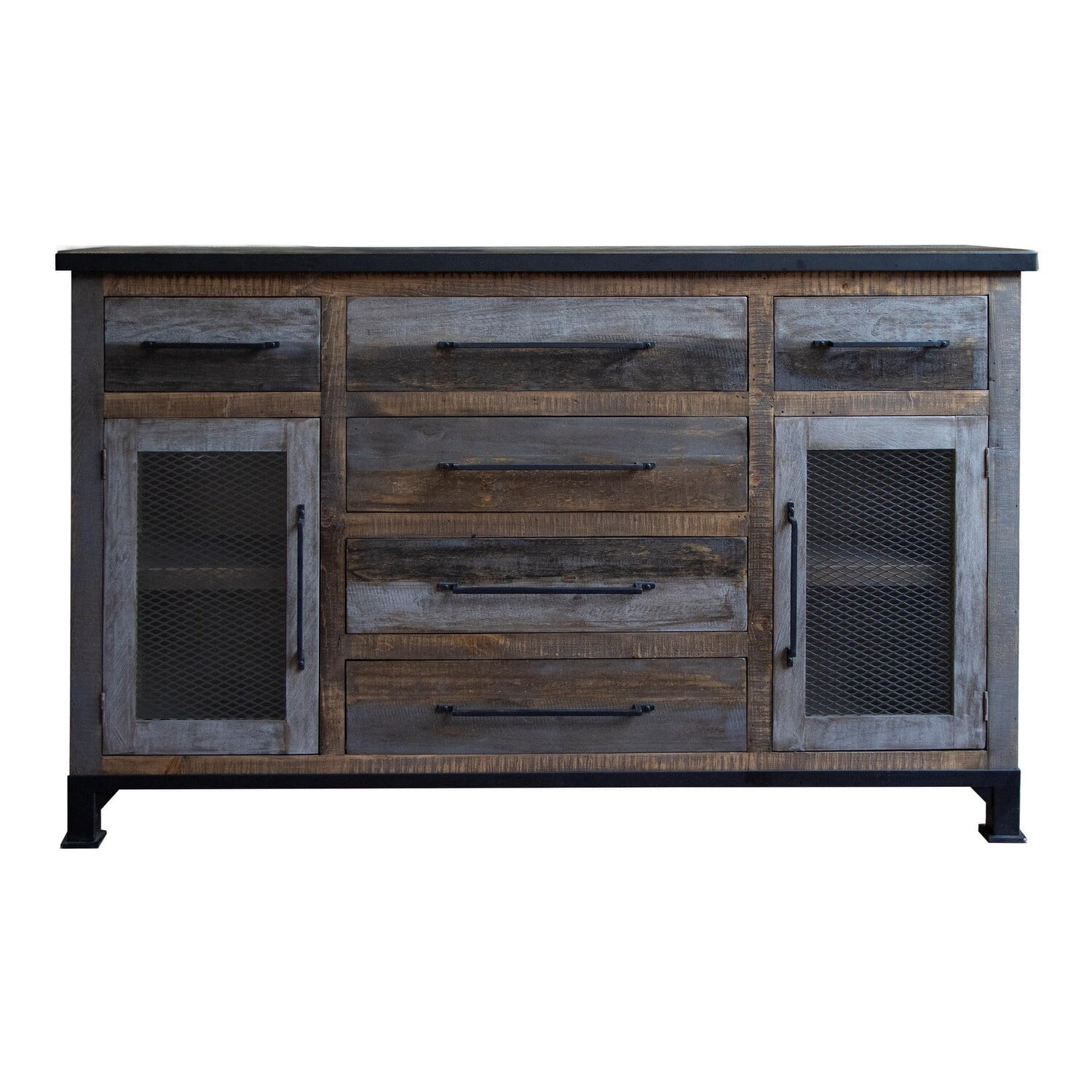 Amy 71 Inch Sideboard Buffet Cabinet - Pine Wood - Mesh Doors - Hand ...