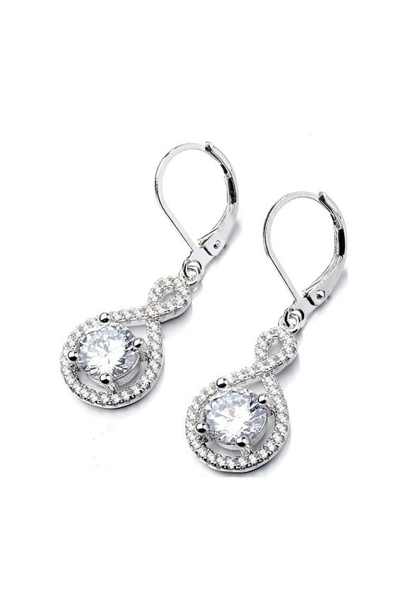 14 K White Gold Plated Infinity Leverback earrings