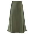 thumbnail image 1 of Amy Babe Women's Elegant Satin Midi Skirt High Waist Hidden Elastic Band Flowy Skirts Work Skirts, 1 of 6