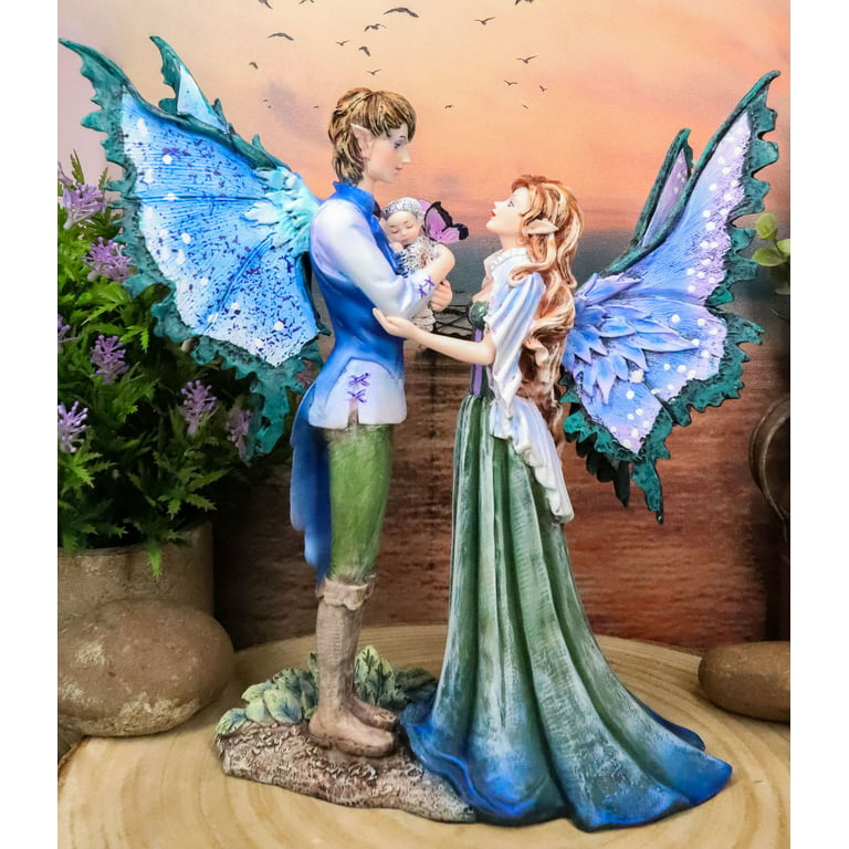 Amy Brown Fairy Couple And Baby Family Love Statue Fairies Pixies Fantasy  Decor 