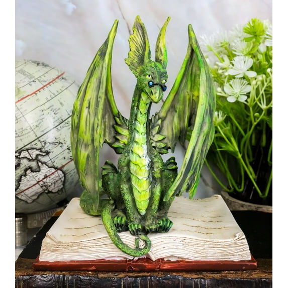 Amy Brown Fantasy Green Rune Book Dragon Of Bibliography Figurine Decor Statue