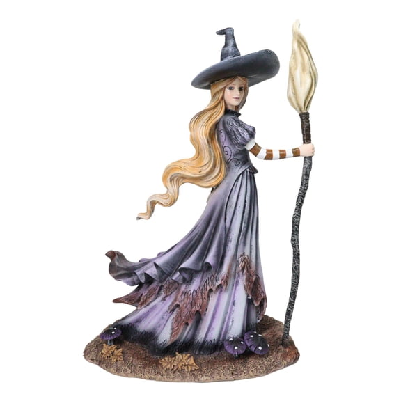 Amy Brown Fantasy Halloween Bewitching Autumn Witch With Broomstick Figurine