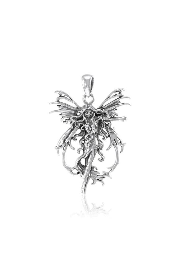 Amy Brown Fire Element Fairy 925 Sterling Silver Pendant Fine Mystical Jewelry