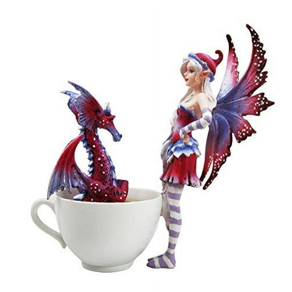Amy Brown Purple Dragon Pet Tea Cup Twilight Fairy Collector Figurine