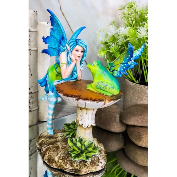 Amy Brown Whimsical Elektra Lightning Fairy With Winged Frog Gossip Figurine 7"H