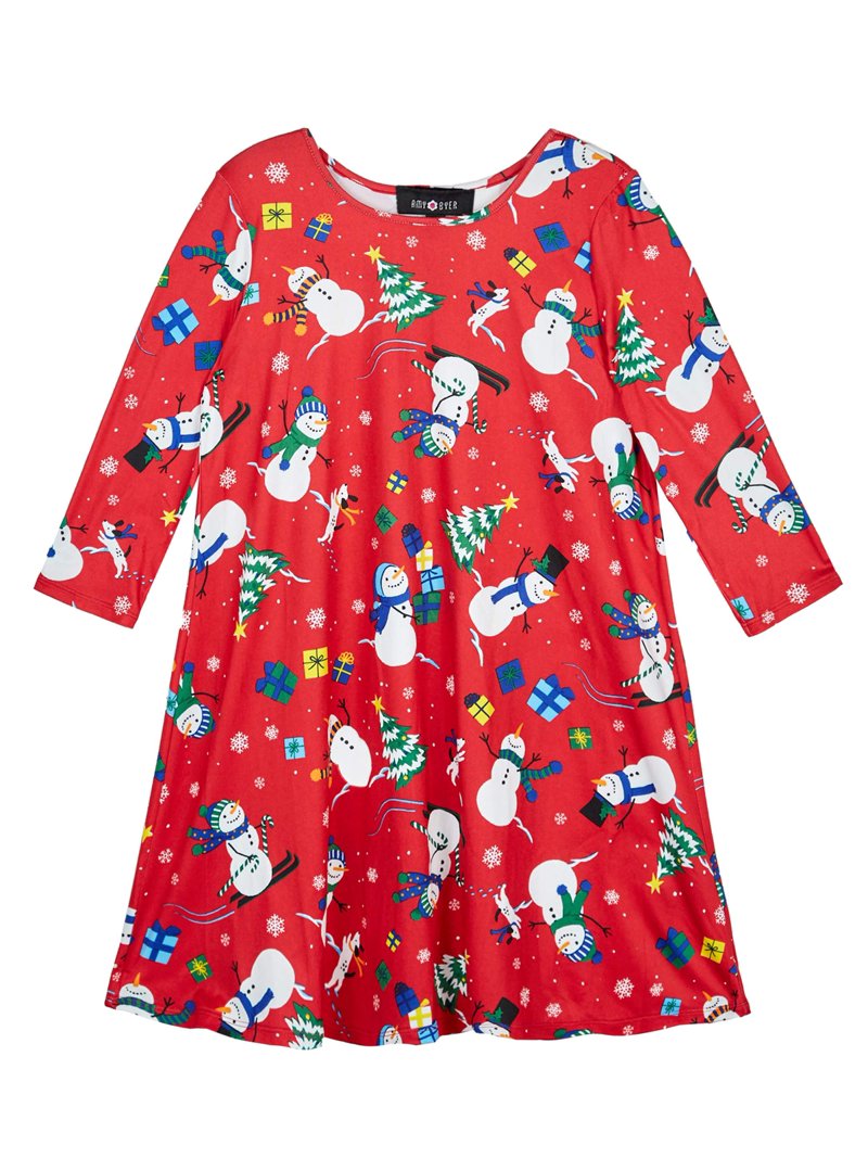 Amy Byer Girls 7-16 Holiday Christmas Knit Long Sleeve Dress (Big Girls) -  Walmart.com