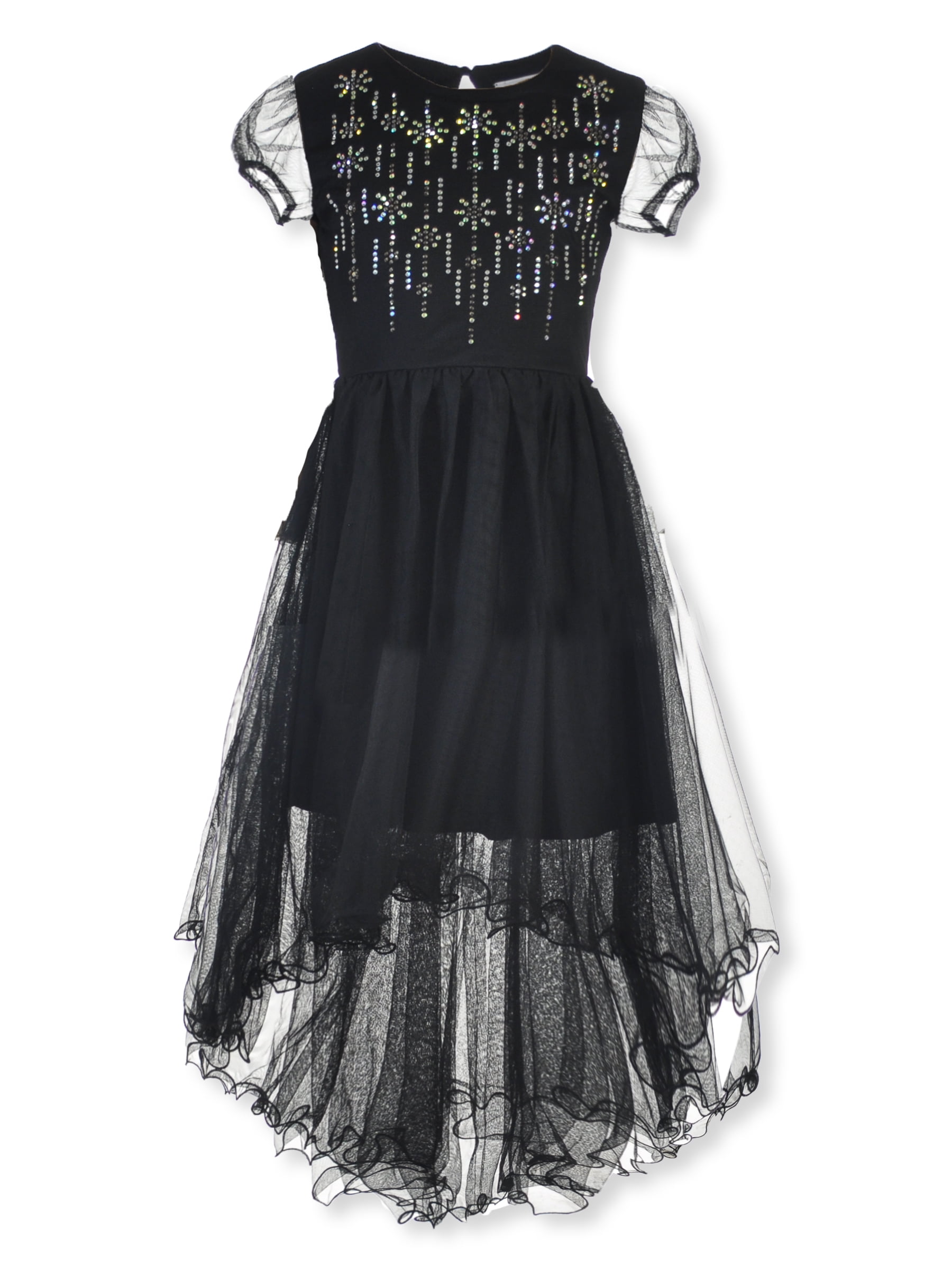 Amy Byer Girls' Mesh Sequin Dress Color: black Size: 8