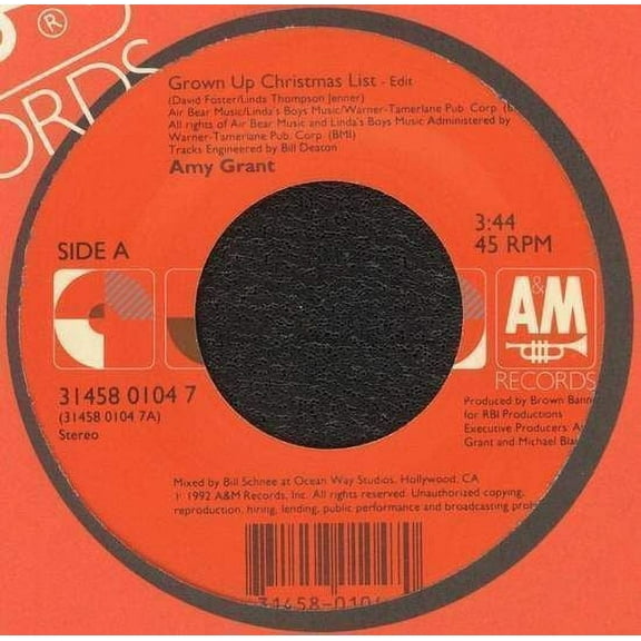 Amy Grant - Grown Up Christmas List - Edit - 7"