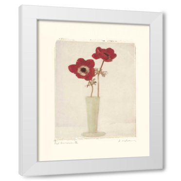 Amy Melious 12x14 White Modern Wood Framed Wall Art Titled - Red Anemones II