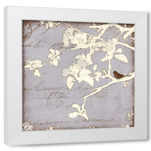 Amy Melious 15x15 White Modern Wood Framed Wall Art Titled - Song Birds VIII