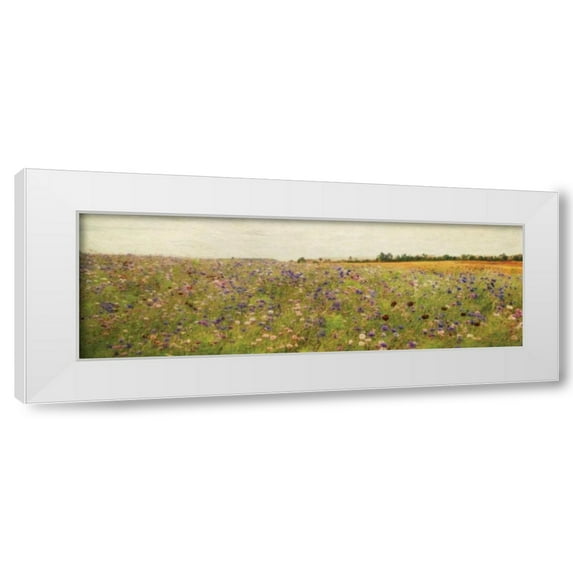 Amy Melious 18x9 White Modern Wood Framed Wall Art Titled - Wildflower Field I