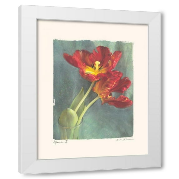 Amy Melious 20x24 White Modern Wood Framed Wall Art Titled - Aflame I