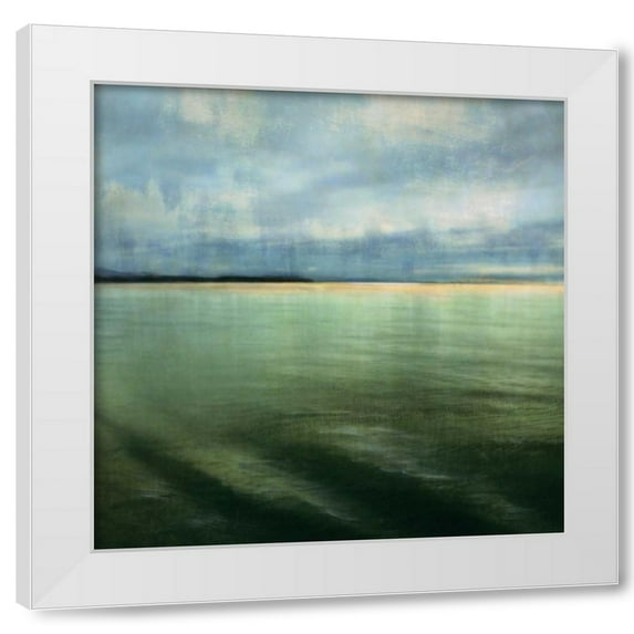 Amy Melious 26x26 White Modern Wood Framed Wall Art Titled - Tranquil Waters II