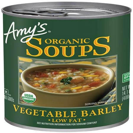 Amy’S Soup, Vegan Vegetable Barley Soup, Low Fat, Made With Organic Tomatoes, Carrots And Celery, Canned Soup, 14.1 Oz - Pack of 2