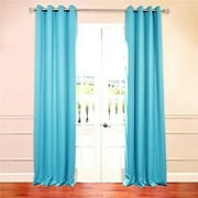 EMPIRE HOME FASHION Amy Solid Thermal Blackout Sun-Reflecting Shiny-Back Grommet Window Curtain Panel 63" Long - Turquoise