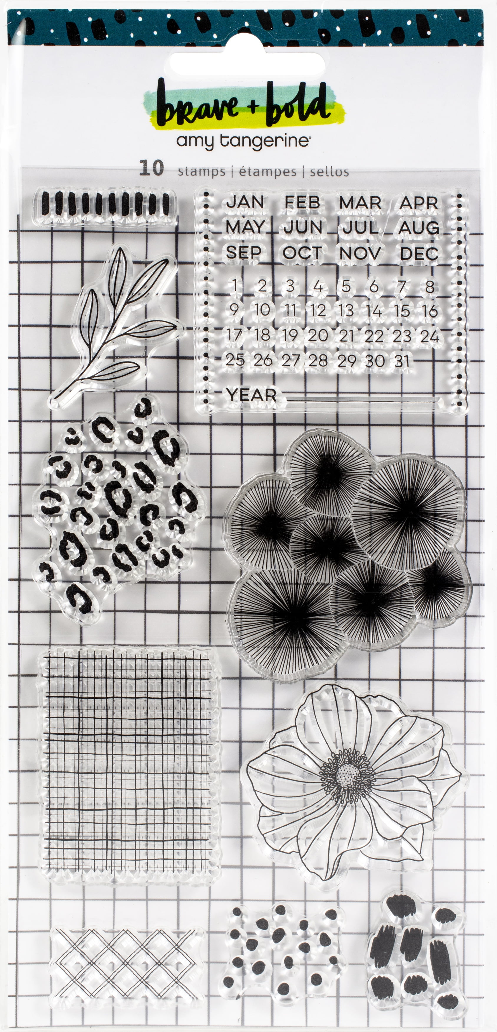 Amy Tan Brave & Bold Acrylic Stamps-10/Pkg