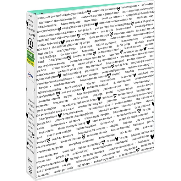 Amy Tangerine Designer Collection Binder, 1" Round Rings, 175-Sheet Capacity, Find Inspiration (28321)