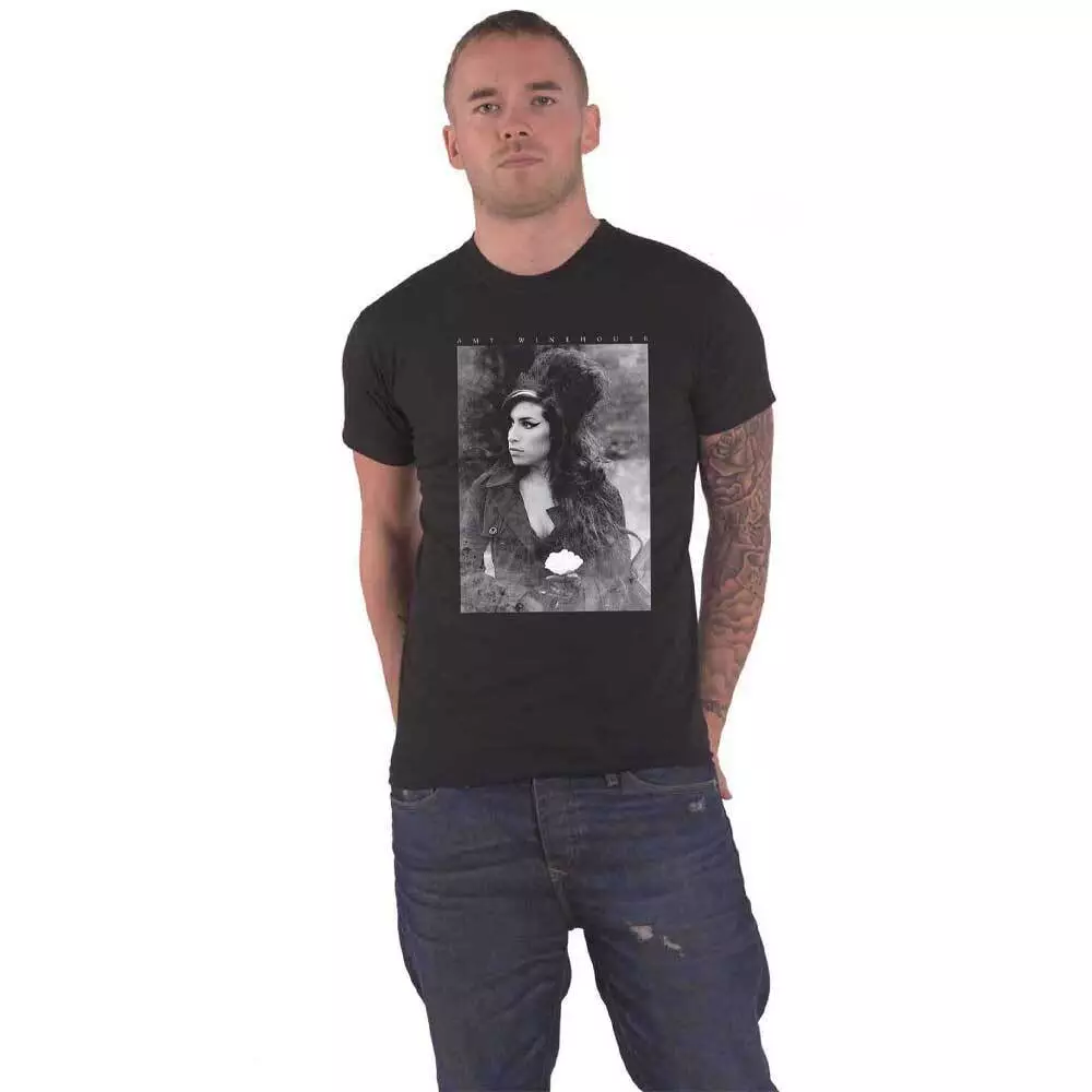 Amy Winehouse T Shirt Flower Portrait band logo