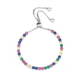 thumbnail image 1 of Amy and Annette 14K White Gold Adjustable Tennis Bracelet in with multi-colored crystals in 14K White Gold Plated, 1 of 4