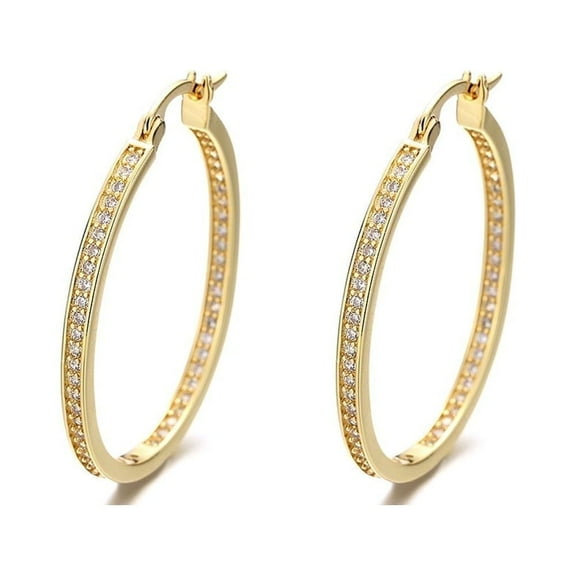Amy and Annette 14K Gold Hoop Earrings with crystals from Swarovski in 14K Gold Plated