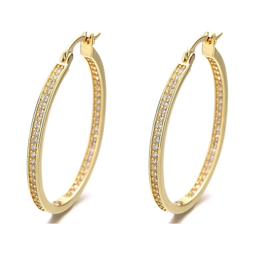 Amy and Annette 14K Gold Hoop Earrings with crystals from Swarovski in 14K Gold Plated