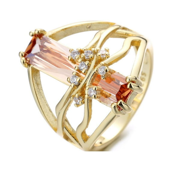 14K Gold Plated Orange Sapphire Tree Branch Ring