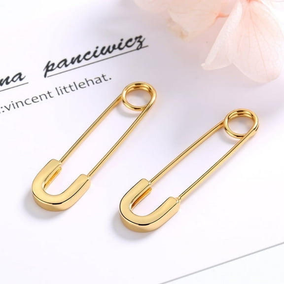 Amy and Annette 14K Gold over Sterling Silver Safety Pin Earrings